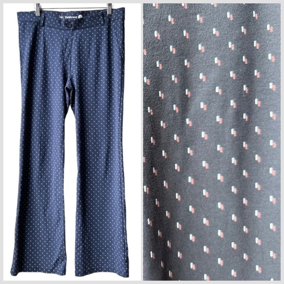 Betabrand Yoga Dress Pant Boot Cut Navy Blue Pattern Print Sz L - Picture 1 of 11